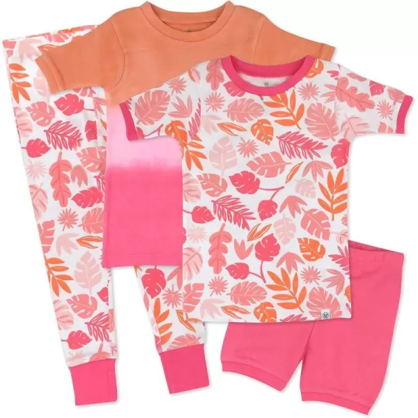 HonestBaby Multipack 2Piece Pajamas Sleepwear Pjs 100 Organic Cotton for Infant Baby Toddler Girls LegacyJungle Leaves Pink