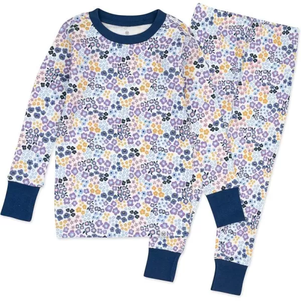 HonestBaby Multipack 2Piece Pajamas Sleepwear Pjs 100 Organic Cotton for Infant Baby Toddler Girls LegacyMeadow Floral Purple