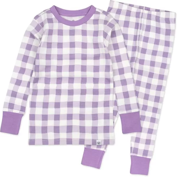 HonestBaby Multipack 2Piece Pajamas Sleepwear Pjs 100 Organic Cotton for Infant Baby Toddler Girls LegacyPainted Buffalo Purple