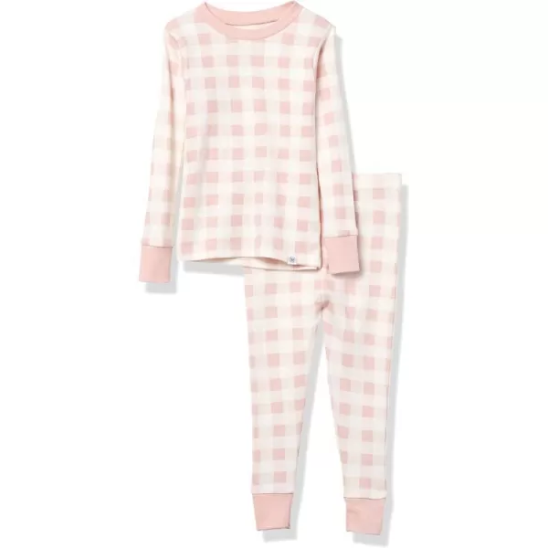 HonestBaby Multipack 2Piece Pajamas Sleepwear Pjs 100 Organic Cotton for Infant Baby Toddler Girls LegacyPeach Skin Painted Buffalo Check