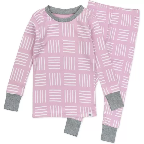 HonestBaby Multipack 2Piece Pajamas Sleepwear Pjs 100 Organic Cotton for Infant Baby Toddler Girls LegacySketchy Square Lilac
