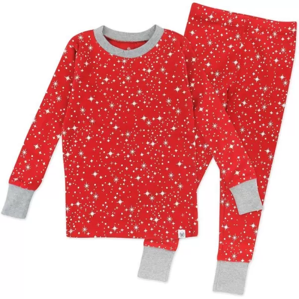HonestBaby Multipack 2Piece Pajamas Sleepwear Pjs 100 Organic Cotton for Infant Baby Toddler Girls LegacyTwinkle Star Red