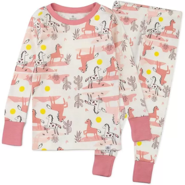 HonestBaby Multipack 2Piece Pajamas Sleepwear Pjs 100 Organic Cotton for Infant Baby Toddler Girls LegacyVintage Ponies