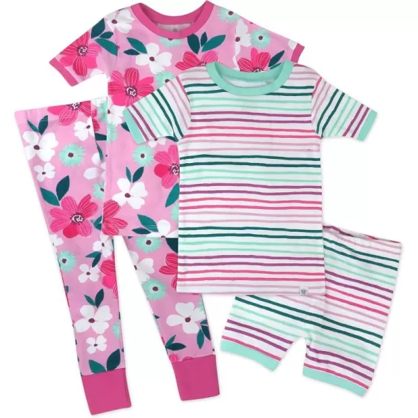 HonestBaby Multipack 2Piece Pajamas Sleepwear Pjs 100 Organic Cotton for Infant Baby Toddler Girls LegacyWater Lilly Lavender