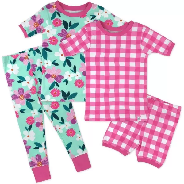 HonestBaby Multipack 2Piece Pajamas Sleepwear Pjs 100 Organic Cotton for Infant Baby Toddler Girls LegacyWater Lilly Mint