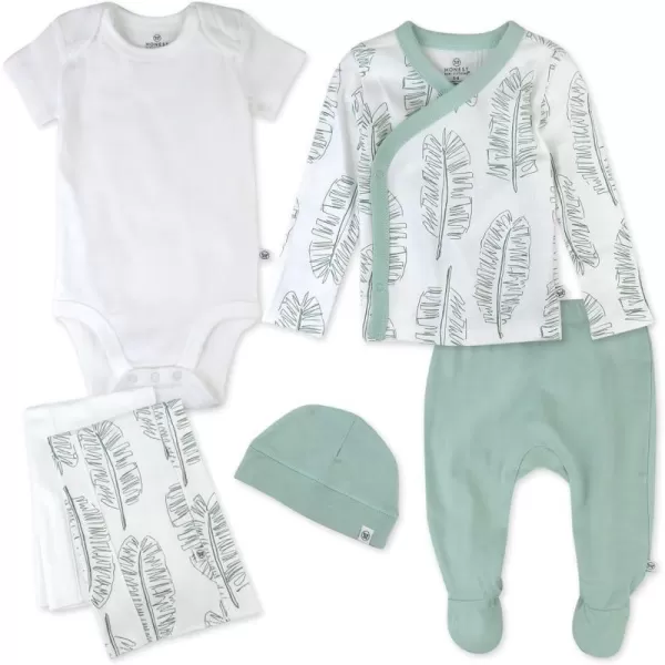 HonestBaby Multipack Gift Bundle Sets Mix Match Outfits 100 Organic Cotton for Newborn Infant Baby Boys Girls Unisex6 Jumbo Leaf Sage