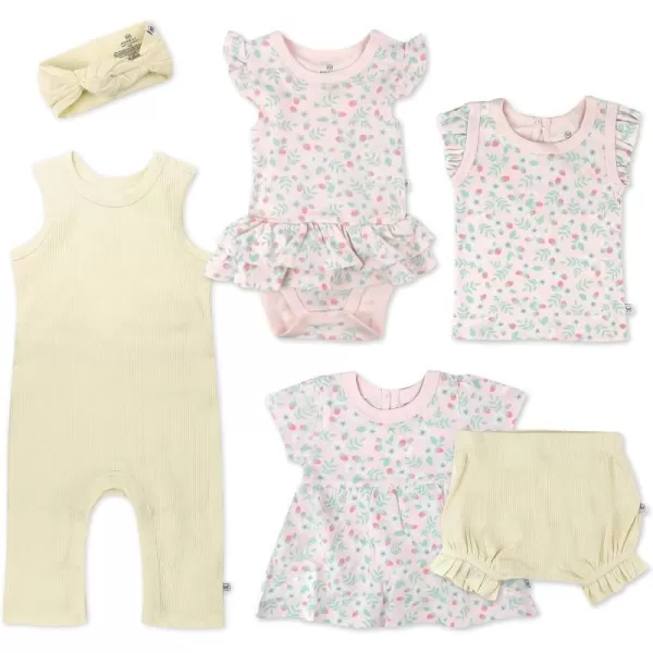 HonestBaby Multipack Gift Bundle Sets Mix Match Outfits 100 Organic Cotton for Newborn Infant Baby Boys Girls Unisex6 Strawberry Patch