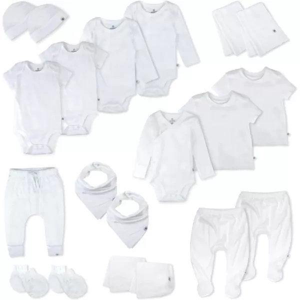 HonestBaby Multipack Gift Sets 100 Organic Cotton for Newborn Infant Baby Boys Girls Unisex20 Bright White