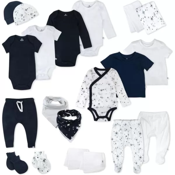 HonestBaby Multipack Gift Sets 100 Organic Cotton for Newborn Infant Baby Boys Girls Unisex20 Twinkle Star Navy