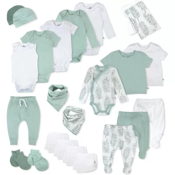 HonestBaby Multipack Gift Sets 100 Organic Cotton for Newborn Infant Baby Boys Girls Unisex24 Jumbo Leaf Sage