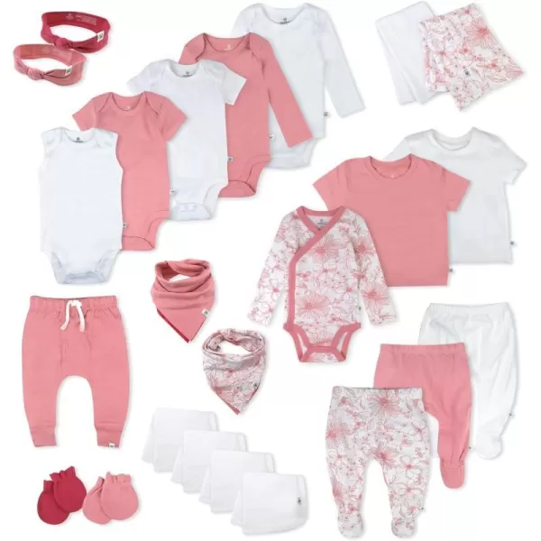 HonestBaby Multipack Gift Sets 100 Organic Cotton for Newborn Infant Baby Boys Girls Unisex24 Sketchy Floral Pink