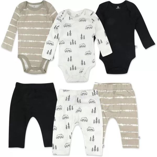 HonestBaby Multipack Gift Sets Mix Match Outfits 100 Organic Cotton for Newborn Infant Baby Boys Girls Unisex LEGACY6Piece Set Bear White