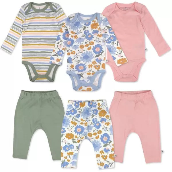 HonestBaby Multipack Gift Sets Mix Match Outfits 100 Organic Cotton for Newborn Infant Baby Boys Girls Unisex LEGACY6Piece Set Painterly Floral Blue