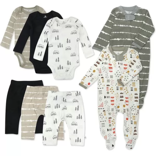 HonestBaby Multipack Gift Sets Mix Match Outfits 100 Organic Cotton for Newborn Infant Baby Boys Girls Unisex LEGACY8Piece Set Bear White