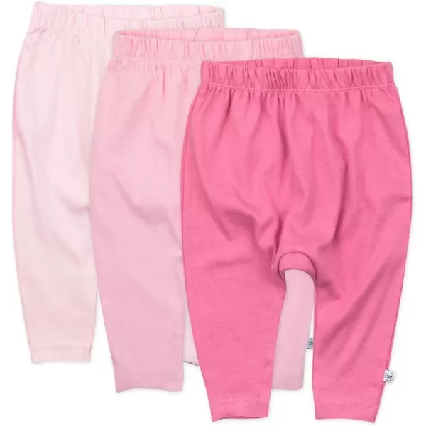 HonestBaby Multipack Harem Pants Roomy Fit Pull on Bottoms 100 Organic Cotton for Infant Baby Boys Girls Unisex3pack Pink Ombre