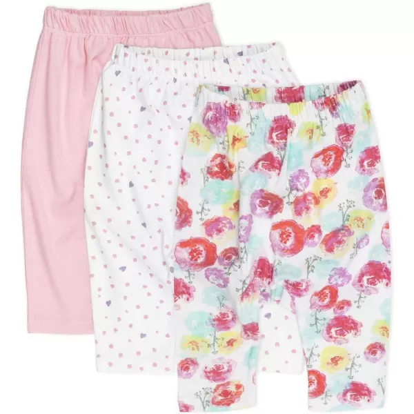 HonestBaby Multipack Harem Pants Roomy Fit Pull on Bottoms 100 Organic Cotton for Infant Baby Boys Girls Unisex3pack Rose Blossom