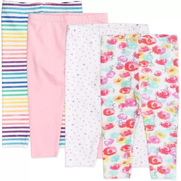 HonestBaby Multipack Leggings Skinny Flare and Cargo Pants Organic Cotton for Infant Baby Girls Toddlers Little Kids4pack Rose Blossom