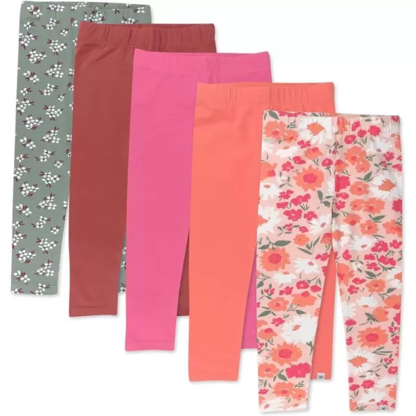 HonestBaby Multipack Leggings Skinny Flare and Cargo Pants Organic Cotton for Infant Baby GirlsToddlersLittle KidsLegacy5pack Color Me Happy