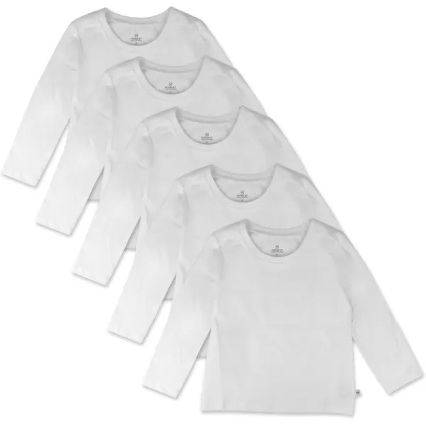 HonestBaby Multipack Long Sleeve Tshirts Tee 100 Organic Cotton Baby Toddler Kids Boys GirlsBright White