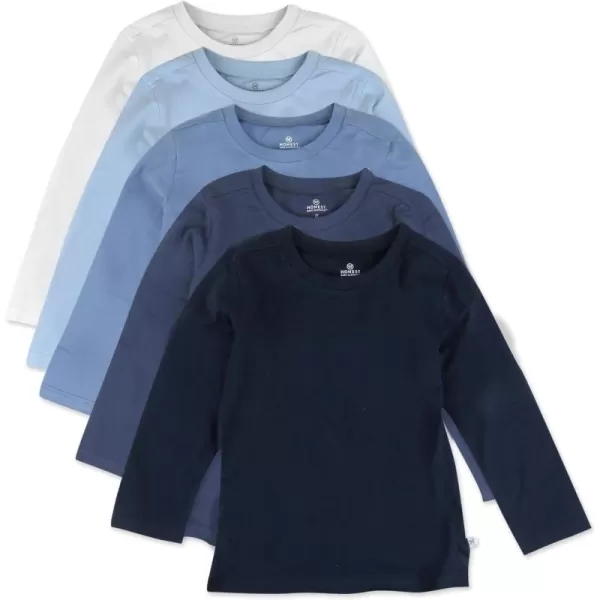 HonestBaby Multipack Long Sleeve Tshirts Tee 100 Organic Cotton Baby Toddler Kids Boys GirlsOmbre Blues