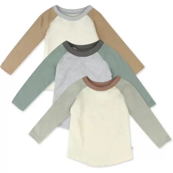 HonestBaby Multipack Long Sleeve Tshirts Tee 100 Organic Cotton Baby Toddler Kids Boys GirlsSandy Teal