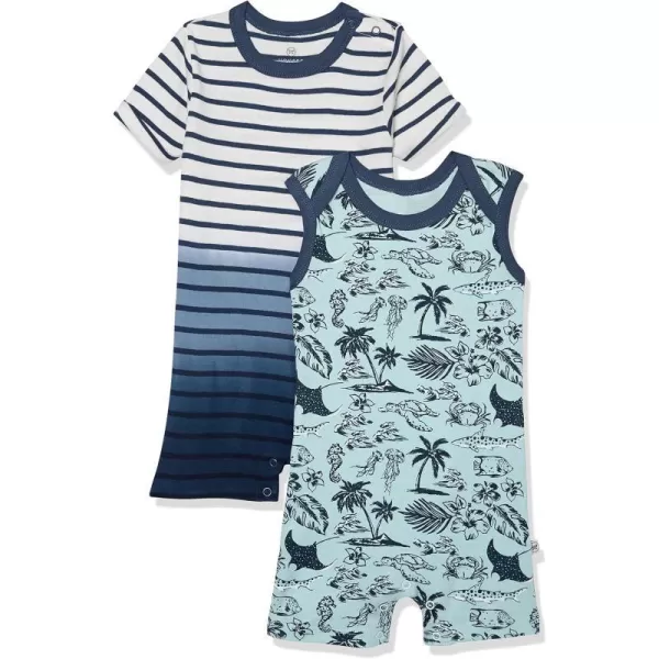 HonestBaby Multipack Short Romper Sets and Dresses 100 Organic Cotton for Infant Baby Toddler Boys Girls Unisex LEGACY2 Tiki Scenic
