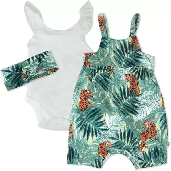 HonestBaby Multipack Short Romper Sets and Dresses 100 Organic Cotton for Infant Baby Toddler Boys Girls Unisex LEGACY3 Tiger Time
