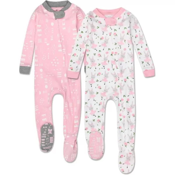 HonestBaby NonSlip Footed Pajamas OnePiece Sleeper Jumpsuit ZipFront 100 Organic Cotton PJs 100 for Baby Girls LEGACY2pack Tutu Cute
