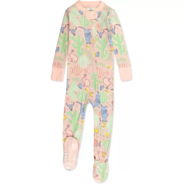 HonestBaby NonSlip Footed Pajamas OnePiece Sleeper Jumpsuit ZipFront 100 Organic Cotton PJs 100 for Baby Girls LEGACYDesert Garden