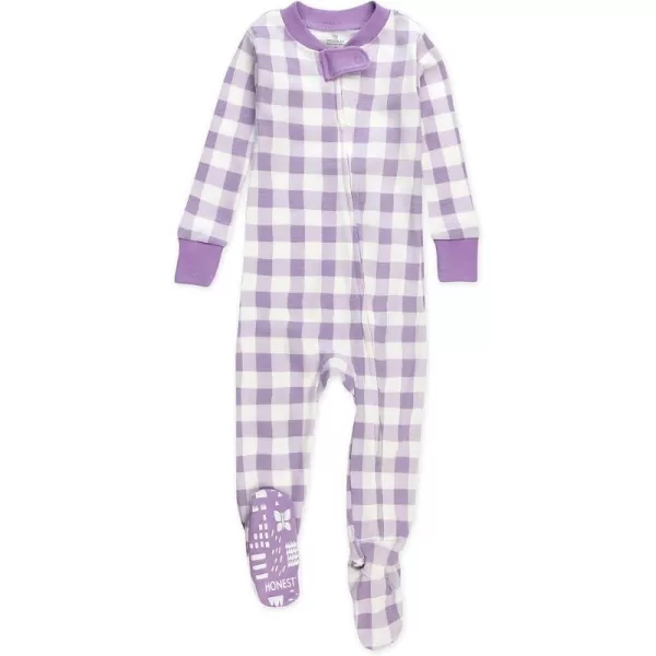 HonestBaby NonSlip Footed Pajamas OnePiece Sleeper Jumpsuit ZipFront 100 Organic Cotton PJs 100 for Baby Girls LEGACYPainted Buffalo Purple