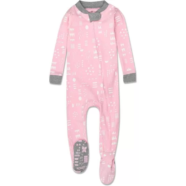 HonestBaby NonSlip Footed Pajamas OnePiece Sleeper Jumpsuit ZipFront 100 Organic Cotton PJs 100 for Baby Girls LEGACYPattern Play Pink