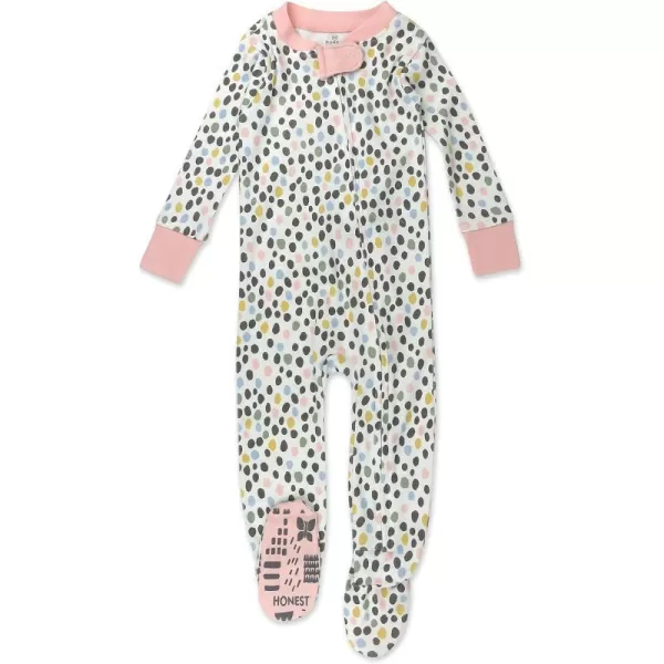 HonestBaby NonSlip Footed Pajamas OnePiece Sleeper Jumpsuit ZipFront 100 Organic Cotton PJs 100 for Baby Girls LEGACYPebble Multi