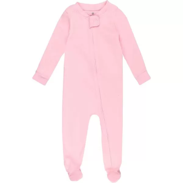 HonestBaby NonSlip Footed Pajamas OnePiece Sleeper Jumpsuit ZipFront 100 Organic Cotton PJs 100 for Baby Girls LEGACYPink