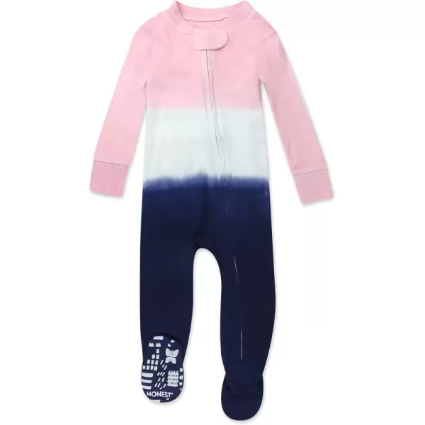 HonestBaby NonSlip Footed Pajamas OnePiece Sleeper Jumpsuit ZipFront 100 Organic Cotton PJs 100 for Baby Girls LEGACYPink Blue Ombre