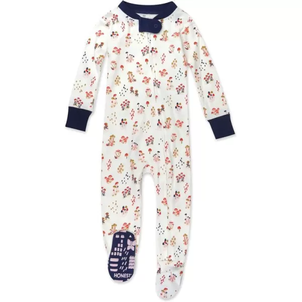 HonestBaby NonSlip Footed Pajamas OnePiece Sleeper Jumpsuit ZipFront 100 Organic Cotton PJs 100 for Baby Girls LEGACYWild Mushroon