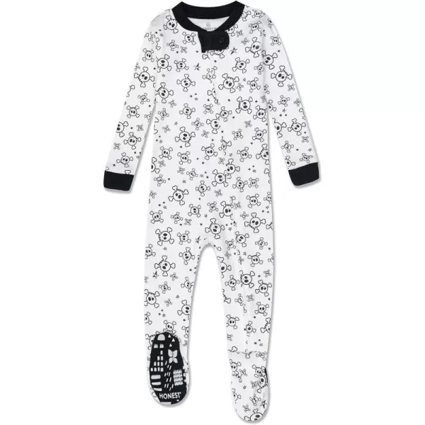 HonestBaby NonSlip Footed Pajamas OnePiece Sleeper Jumpsuit ZipFront PJs 100 Organic Cotton for Baby BoysTossed Skulls