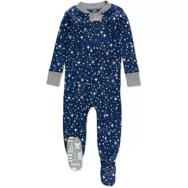 HonestBaby NonSlip Footed Pajamas OnePiece Sleeper Jumpsuit ZipFront PJs 100 Organic Cotton for Baby BoysTwinkle Star Navy