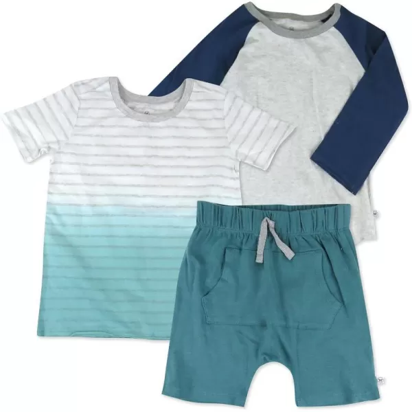 HonestBaby Playwear Outfit Sets Tops and Bottoms 100 Organic Cotton for Baby Toddler Boys Unisex LEGACY3Piece Set Gray Heather Stripe Dip Dye