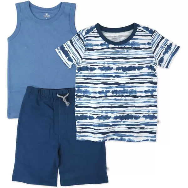 HonestBaby Playwear Outfit Sets Tops and Bottoms 100 Organic Cotton for Baby Toddler Boys Unisex LEGACY3Piece Set Indigo Stripe