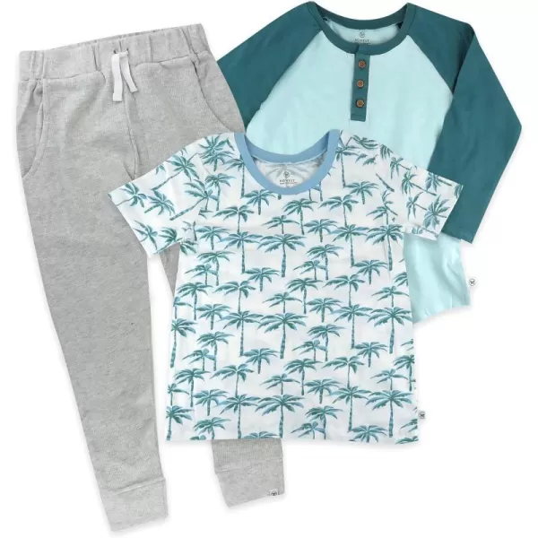 HonestBaby Playwear Outfit Sets Tops and Bottoms 100 Organic Cotton for Baby Toddler Boys Unisex LEGACY3Piece Set Watercolor Palms