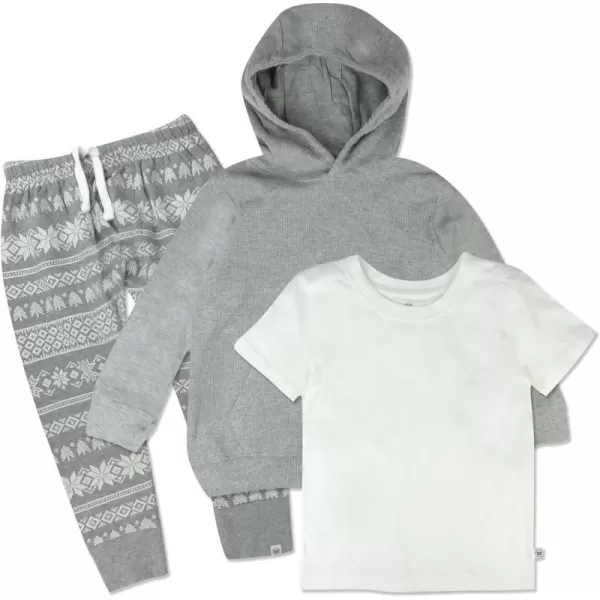 HonestBaby Playwear Outfit Sets Tops and Bottoms 100 Organic Cotton for Baby and Toddler Boys Unisex3 Fairisle Grey