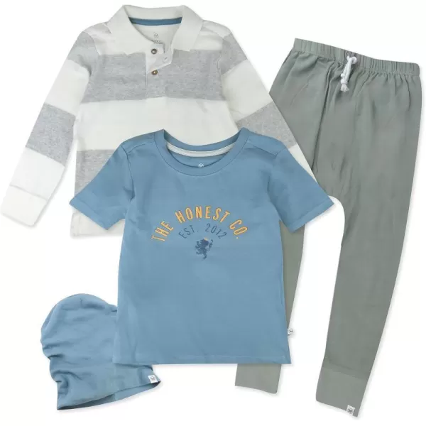 HonestBaby Playwear Outfit Sets Tops and Bottoms 100 Organic Cotton for Baby and Toddler Boys Unisex4 Varsity Grey