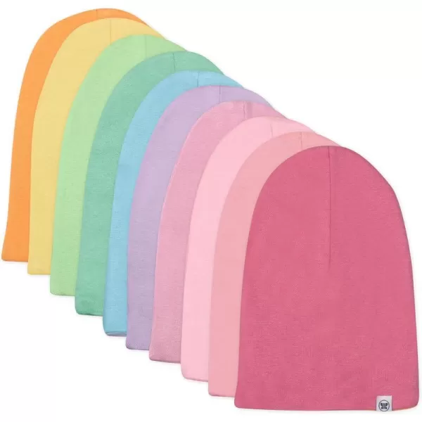 HonestBaby Reversible Beanie Hats Multipack Organic Cotton for Infant Unisex Baby Boys amp Girls10pack Rainbow Girl