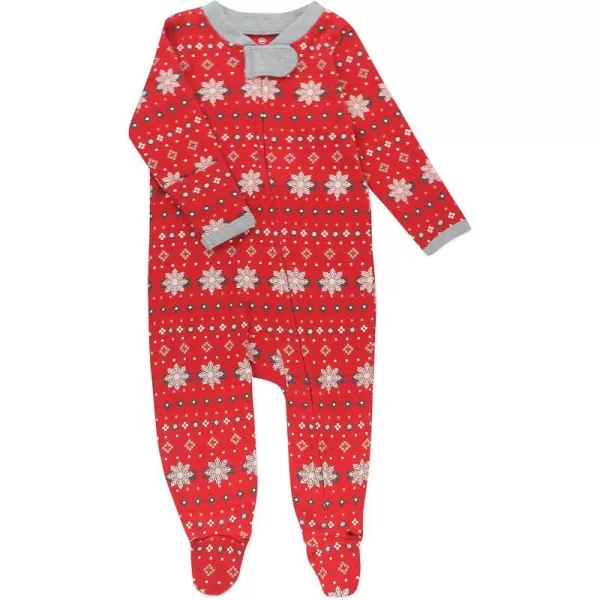 HonestBaby Sleep and Play Footed Holiday Pajamas OnePiece Sleeper Zipfront Organic Cotton PJs Baby Boys Girls Unisex1 Fair Isle Holiday