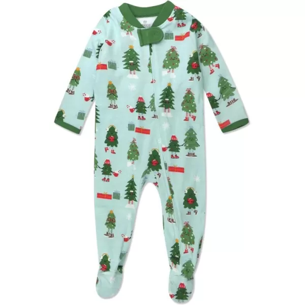 HonestBaby Sleep and Play Footed Holiday Pajamas OnePiece Sleeper Zipfront Organic Cotton PJs Baby Boys Girls Unisex1 Holiday Skate