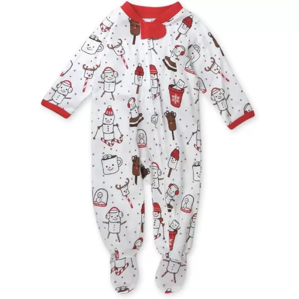 HonestBaby Sleep and Play Footed Holiday Pajamas OnePiece Sleeper Zipfront Organic Cotton PJs Baby Boys Girls Unisex1 Ooie Gooie Holiday