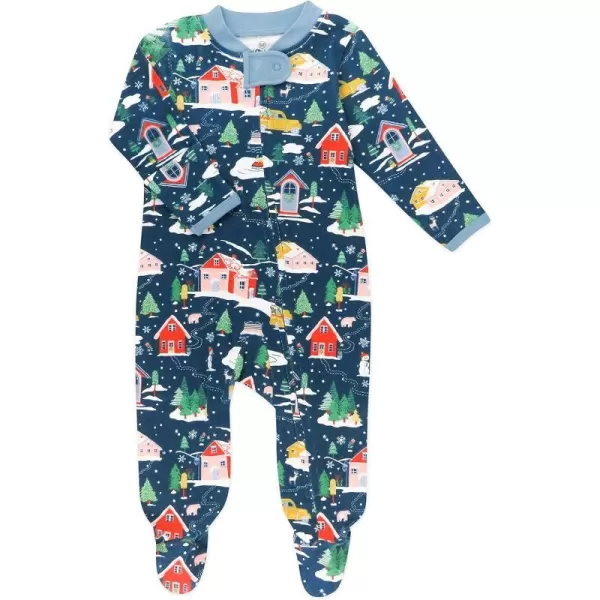 HonestBaby Sleep and Play Footed Holiday Pajamas OnePiece Sleeper Zipfront Organic Cotton PJs BabyBoysGirlsUnisexLEGACY1 Nordic Holiday