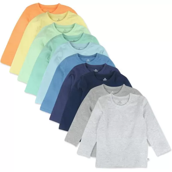 HonestBaby Unisex Baby Multipack Long Sleeve TShirts Tee 100 Organic Cotton10pack Rainbow Blues
