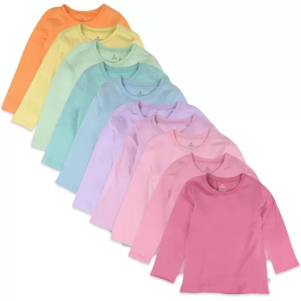 HonestBaby Unisex Baby Multipack Long Sleeve TShirts Tee 100 Organic Cotton10pack Rainbow Pinks