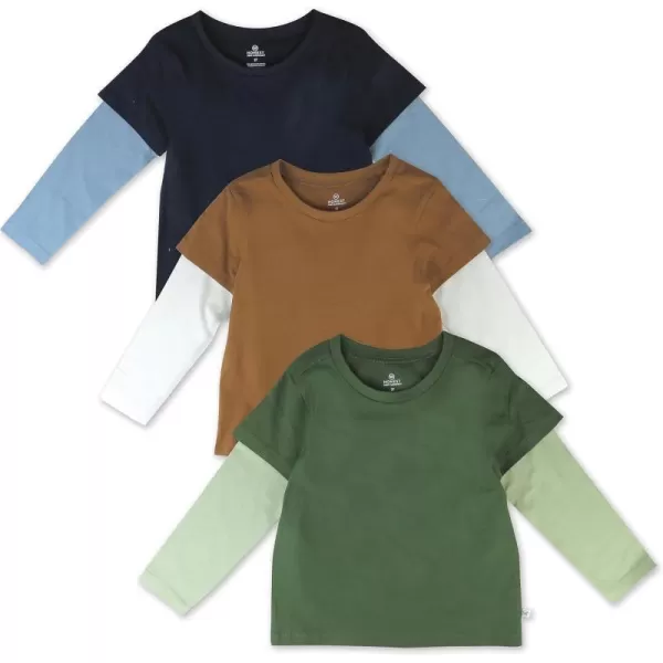 HonestBaby Unisex Baby Multipack Long Sleeve TShirts Tee 100 Organic Cotton3pack Dark Sand
